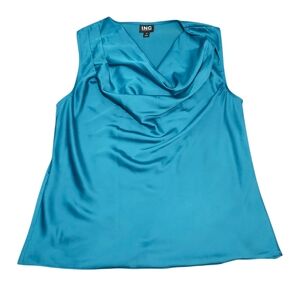 INC International Concepts Teal Sleeveless Cowl Neck Blouse